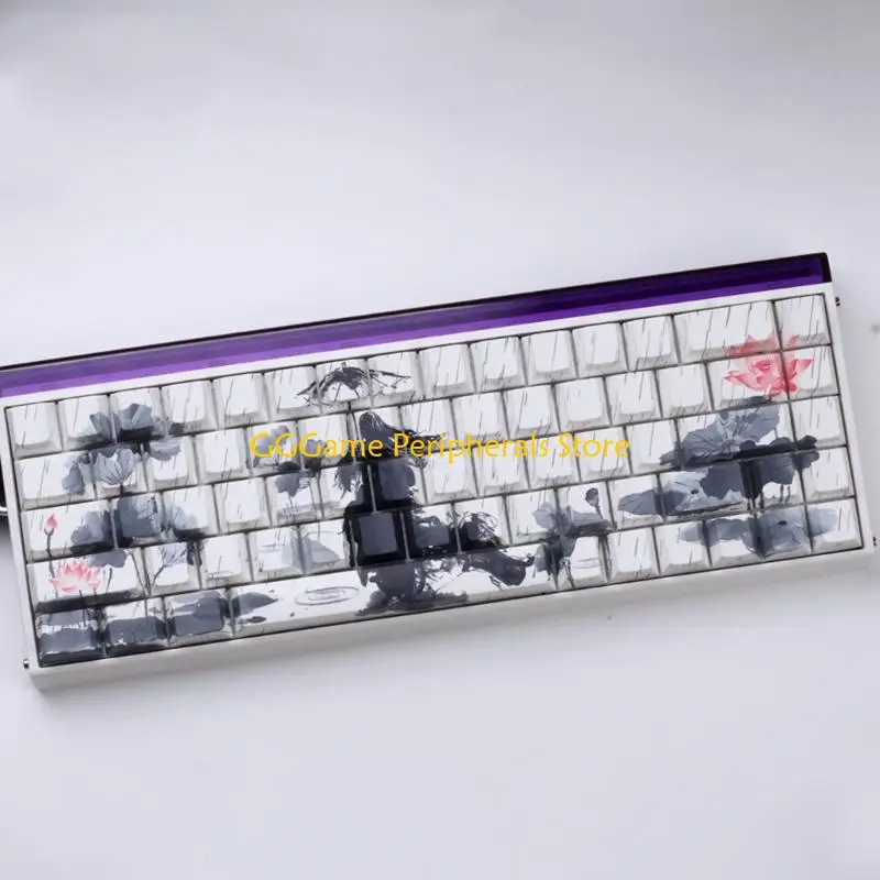 

U55B Rain Flower Themed Side Printed Keycaps for 60% 68% Mechanical Keyboards Heat Sublimation Printing