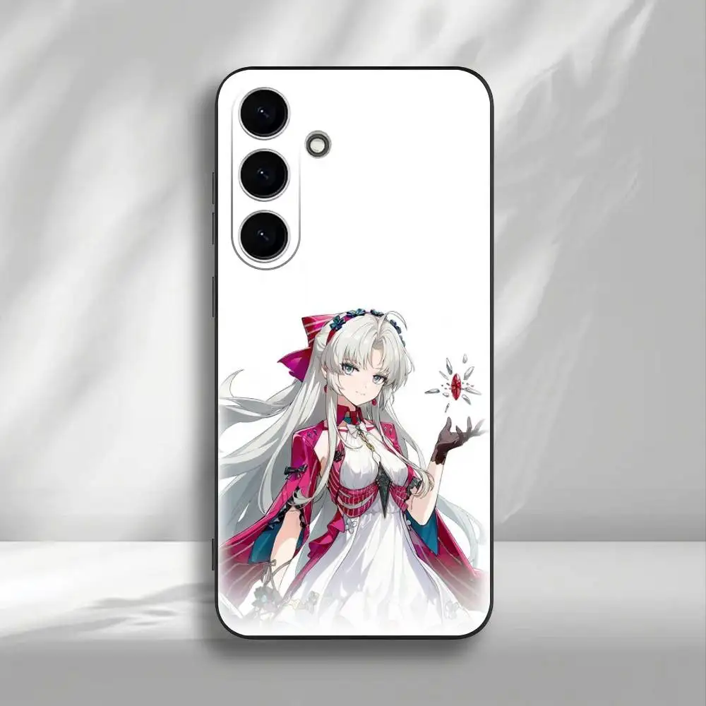 Casing Ponsel Wuthering Waves Carlotta untuk Samsung Galaxy A73,A72,A71,A70,A53,A52,A51, Cangkang Hitam Lembut