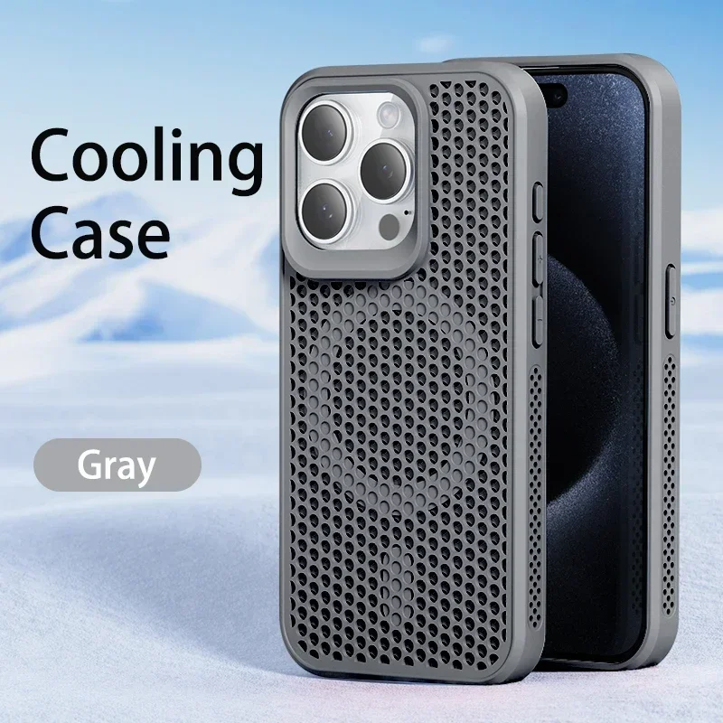 Cooling Heat Dissipation Magnetic Phone Case For iPhone 18 17 16 15 14 13 12 11 Pro Max Breathable Hard Back Cover For Magsafe