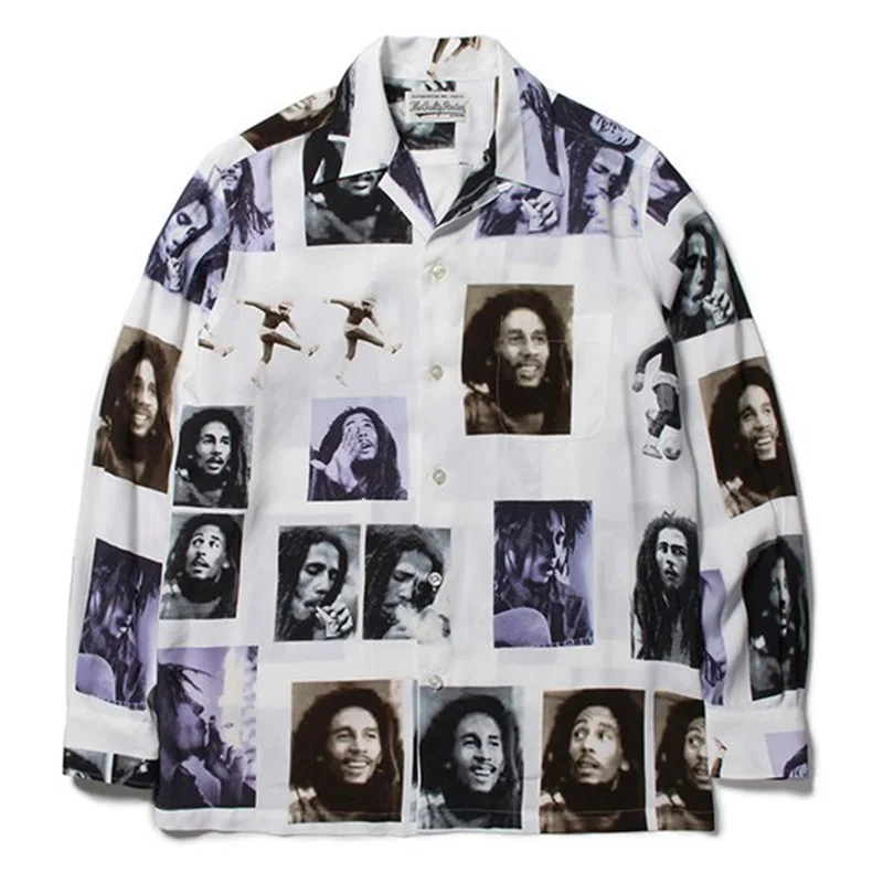 WACKO MARIA People Trendy Prints High Street Loose Hip Hop Japanese Mens Womens Hawaii Long Sleeve Shirt