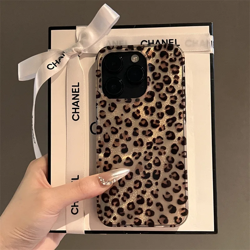 

Korean Cute Leopard Print Case for IPhone 16 15 14 13 12 Pro Max 11 Stylish Animal Pattern Soft Shockproof Back Cases