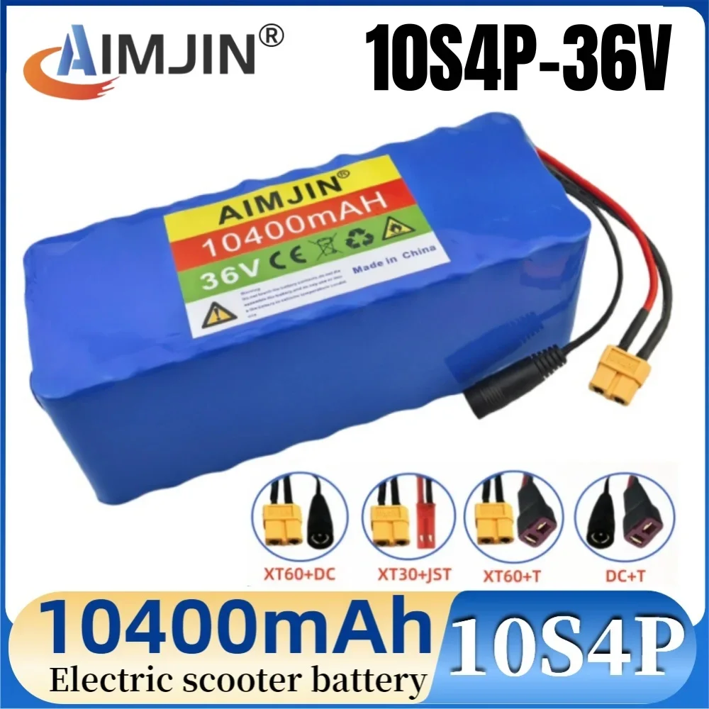 

36V 10400mAh Li-ion Scooter Electric battery 18650 10S4P 500W high power batteries with BMS Protection+42V Charger