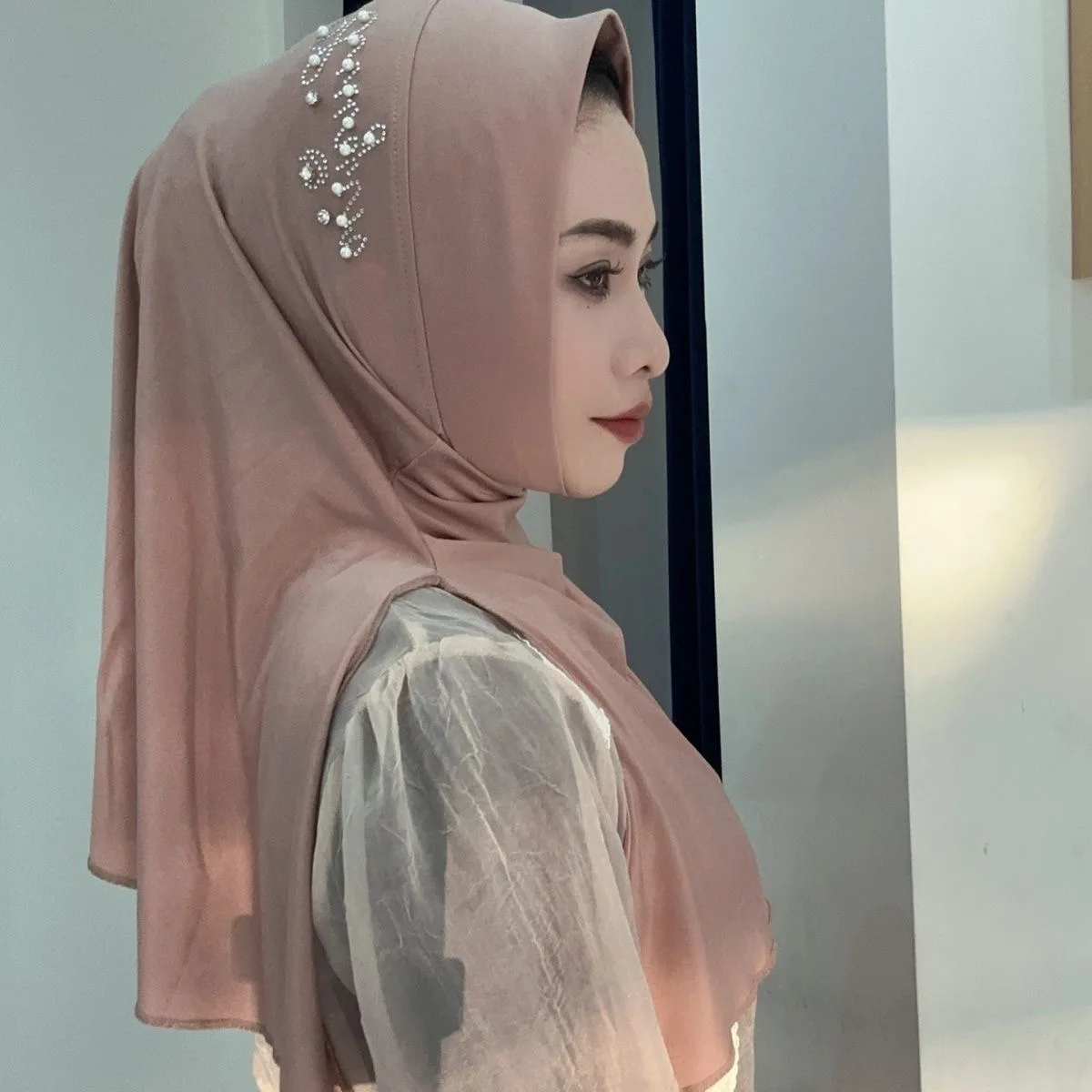 Side Slit Easy Instant Head Wears Muslem Worship Hijab Turban