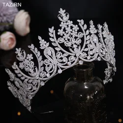 Luxury European CZ Wedding Crowns for Women Cubic Zirconia Big Headpieces Dubai Arabic Bridal Hair Accessories
