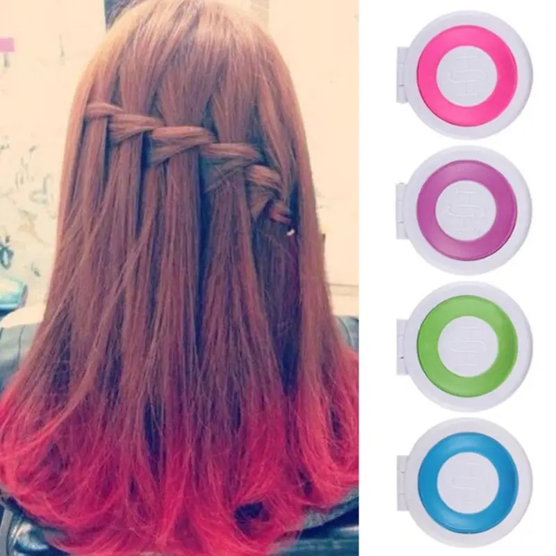 4 Colors Bright Temporary Hair Dye Powder Cake Washable DIY Coloring Cream Chalk Set for Adult Kids Festival Party Accessories