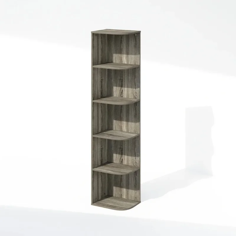 

NEW 5-Tier Space Saving Corner Storage Display Shelf, Bookshelf, French Oak-Fast shipping