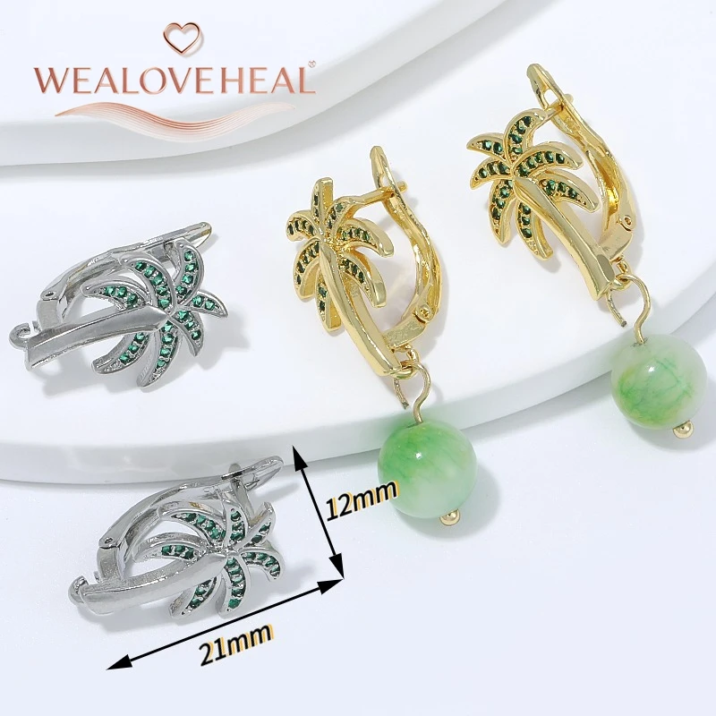 ohrringe selber machen, Palmblatt-Ohrring-Haken, 18K vergoldetes Messing, mit Zirkonia besetzt, Kokosnussbaum-Ohrhaken, DIY-Zubehör für baumelnde Ohrringe – Detail 17