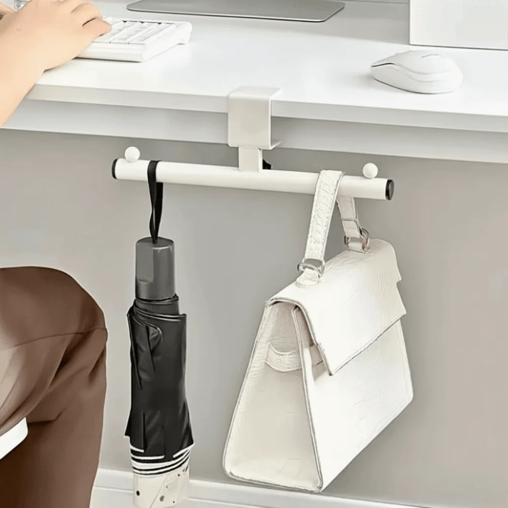 New Adjustable Desk Hook Rounded Corner Carbon Steel Backpack Holder Easy Install No-Drill Multipurpose Hook Office Supplies