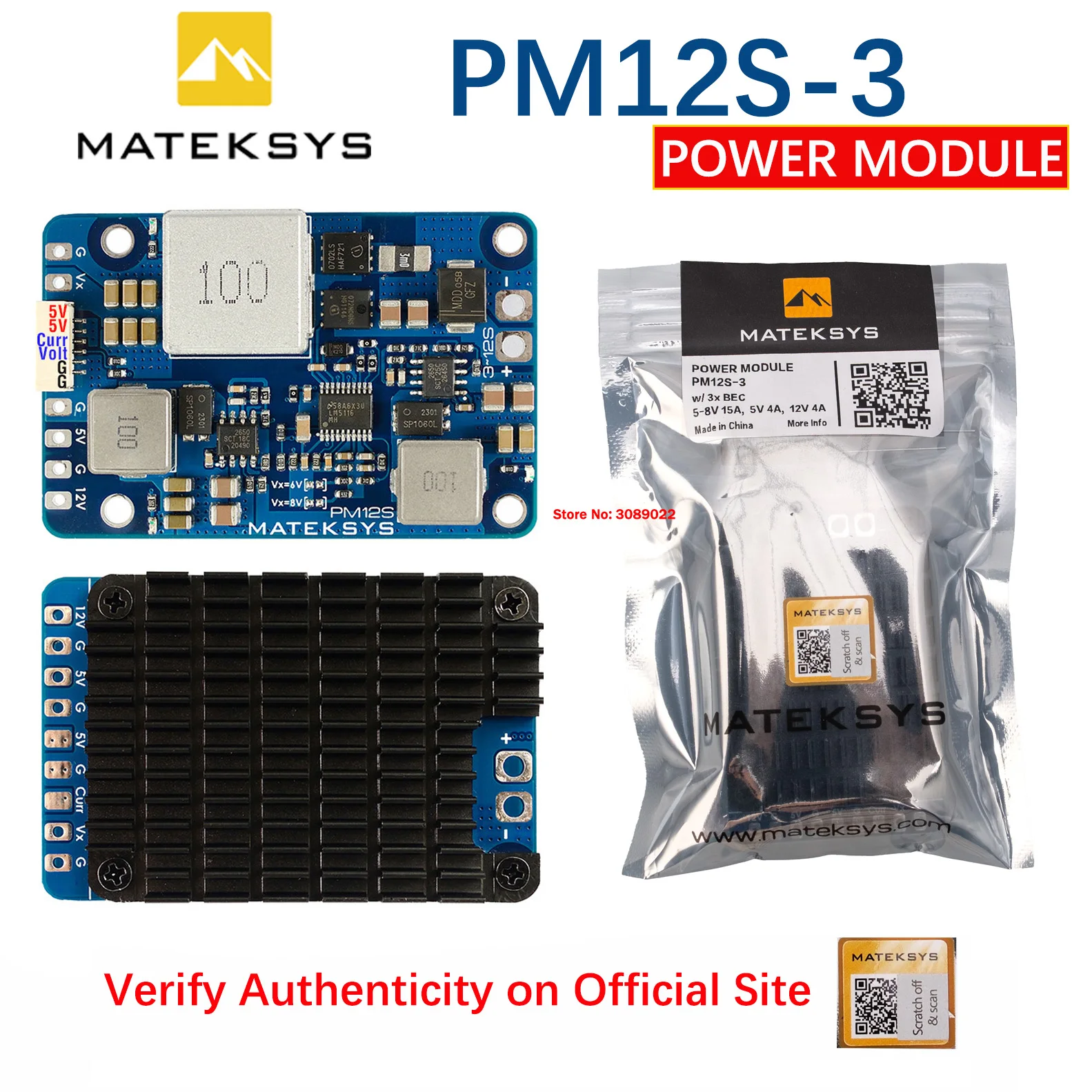 Matek PM12S-3 POWER MODULE 9V to 55V Independent Step-Down Voltage Regulators for RC Model Airplane Helicopter FPV Racing Drone