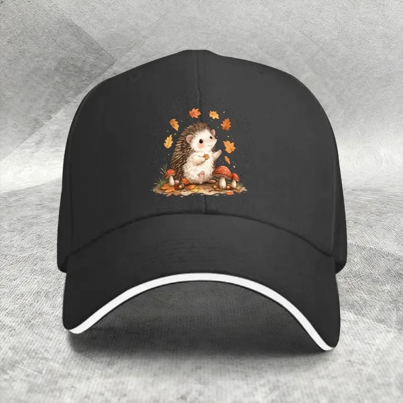 Autumn Hedgehog Mushroom Baseball Cap Polyester Adjustable Unisex Outdoor Sports Hat Gift
