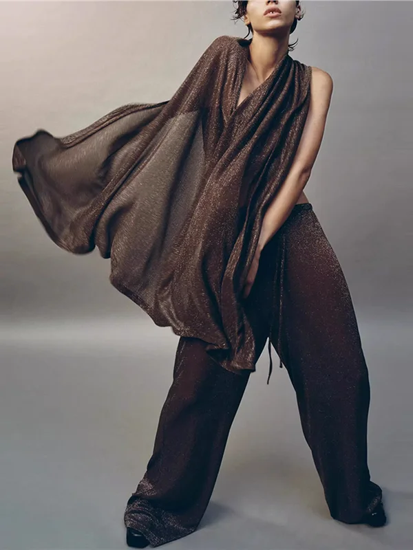 

Асимметричный плащ, пальто 25, осенние широкие брюки с ветром 280505, женский комплект больших размеров, повседневная удобная модная одежда больших размеров