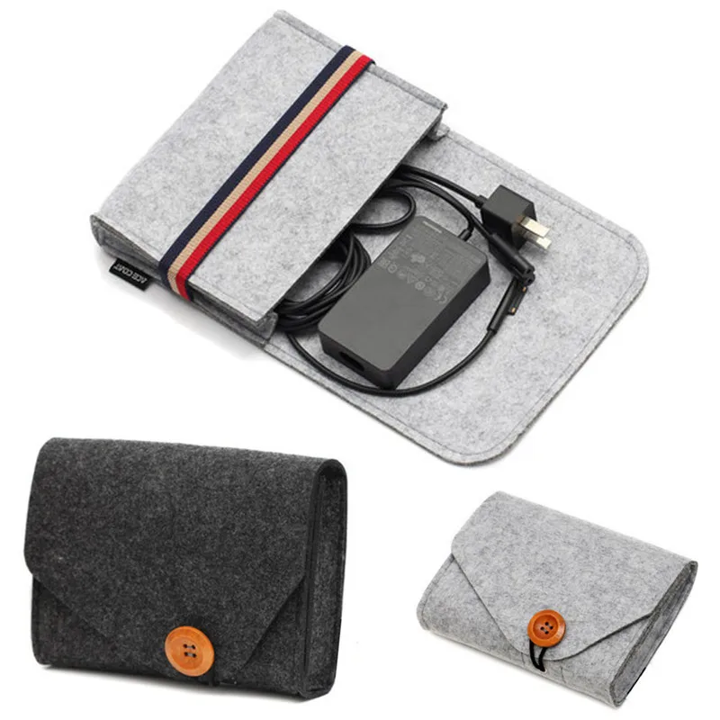 Storage Bag Earphone Data Cable USB Flash Disk Felt Storage Bag Multifunction Travel Organizer Bag Home Storage Accessories