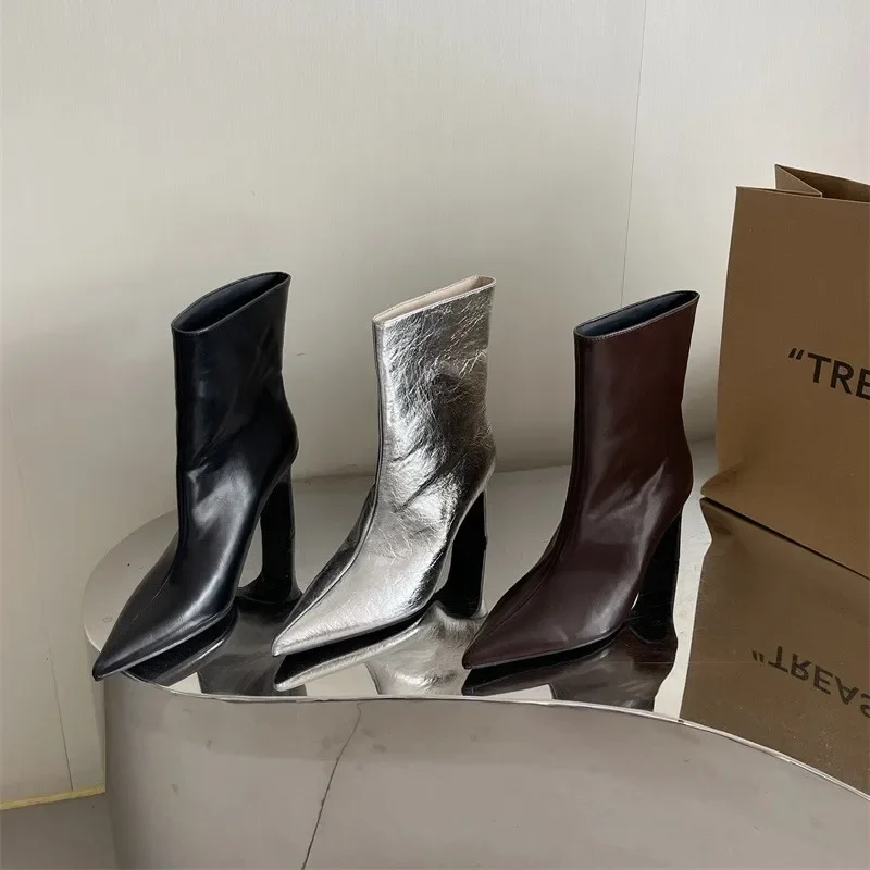 

2025 Hot Selling Vintage Brown Women Ankle Boots Fashion Elegant Square Toe Shoes Autumn Winter Thick Heel Women's Short Booties