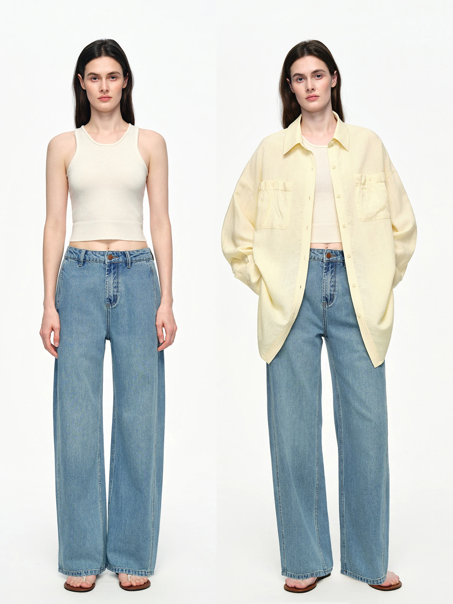 

Джинсы AIYUTONG: Прямые, комфортные, в стиле ретро, светло-голубые, облегающие, повседневные, с высокой талией, из хлопкового денима