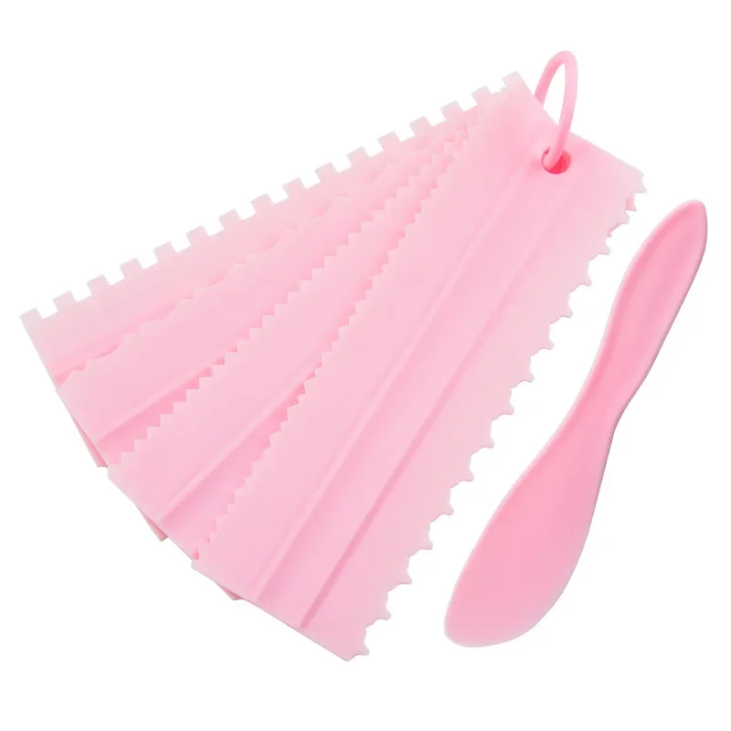 DIY Baking Tools Plastic Cream Scraper Set New Comb Cake Scraper Pattern Cream Scraper 4-piece Set Kitchen Accessories