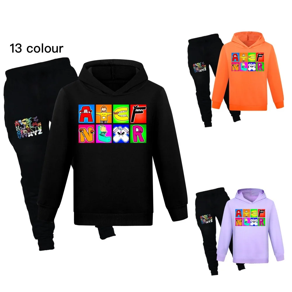 

Puzzle Game Alphabet Lore Kids Boys Sweatshirt+Pants Set Toddler Girls Clothes Hoodie Suit Teenager Sportswear Outfit