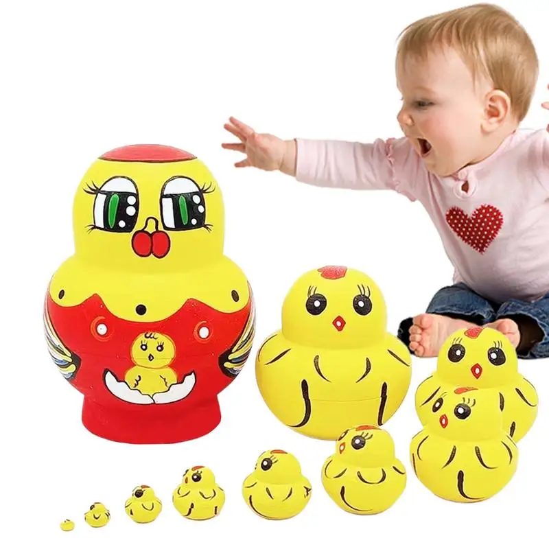 Animal russo nidificação bonecas 10x empilhamento de madeira bonecas conjunto poquetas padrão empilhamento brinquedos para meninos meninas