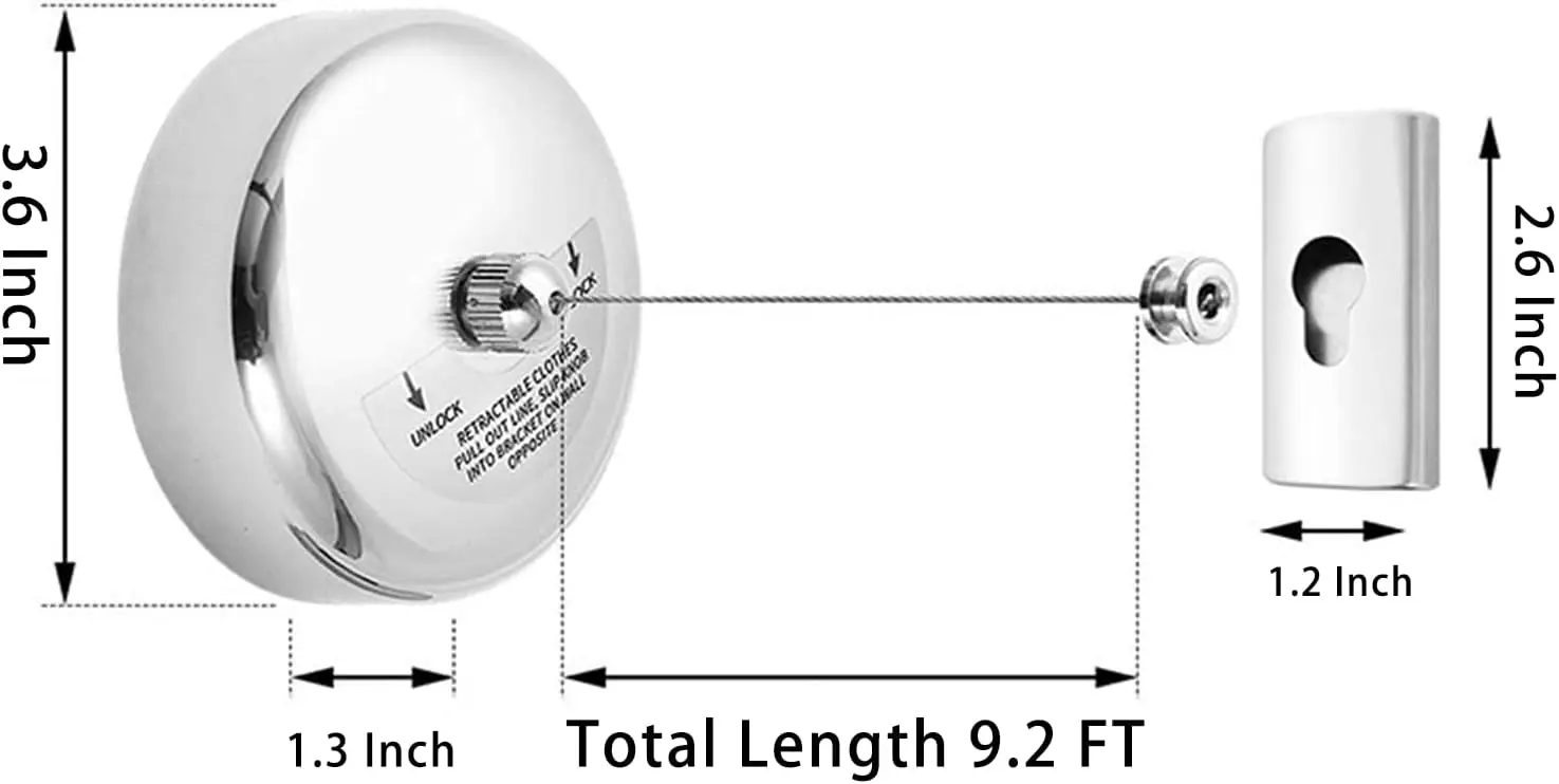 

Выдвижная веревка для белья из нержавеющей стали, прочная сверхпрочная регулируемая втягивающая веревка для белья с тросом