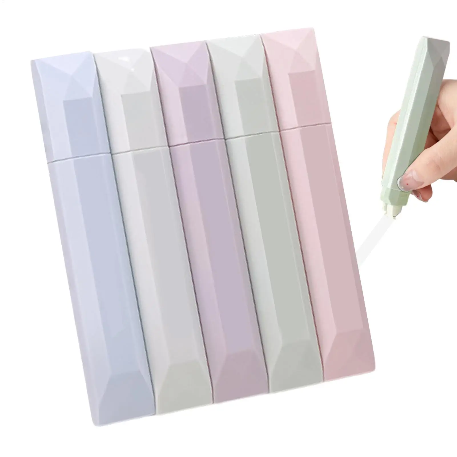 شريط مصحح صامت مكون من 5 قطع بألوان الباستيل، تنظيف فوري، شريط تصحيح للوازم المدرسية للمكتب والفصول الدراسية والكلية
