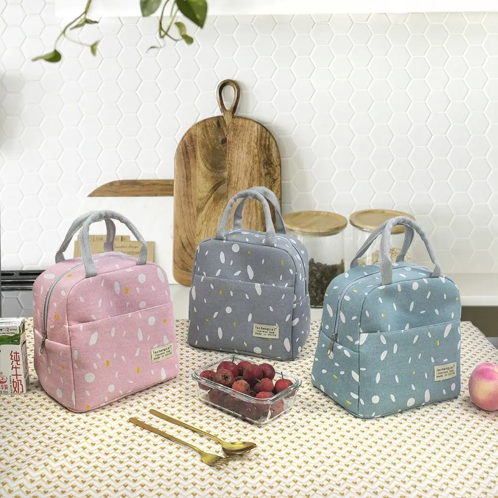 Lunch Bag Simple Large Capacity Canvas Anti-cooling Handbag Aluminum Foil Insulated Food Box Office Worker Portable