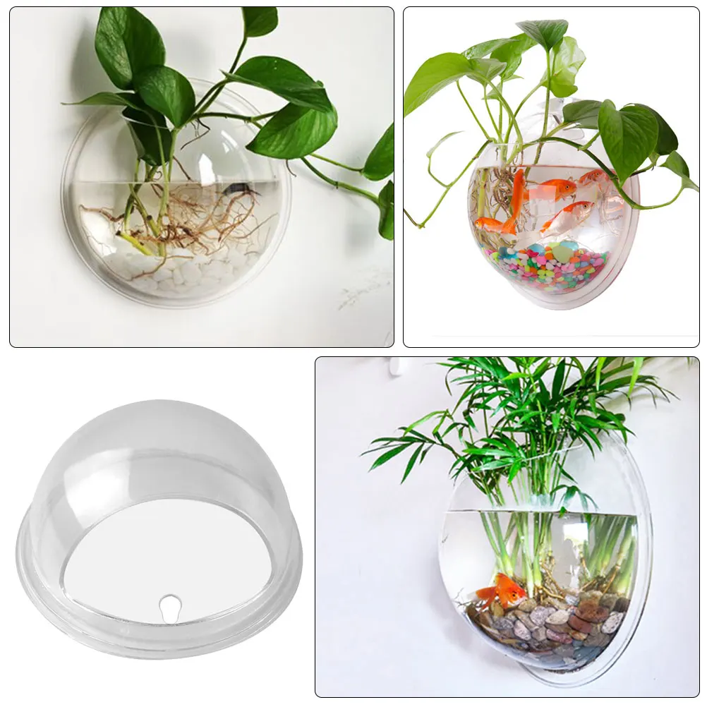 

Wall Mounted Small Fish Bowl Bowl Acrylic Hanging Aquarium For Small Fishes Hydroponic Plant Pot Wall Hanging Vase Decor