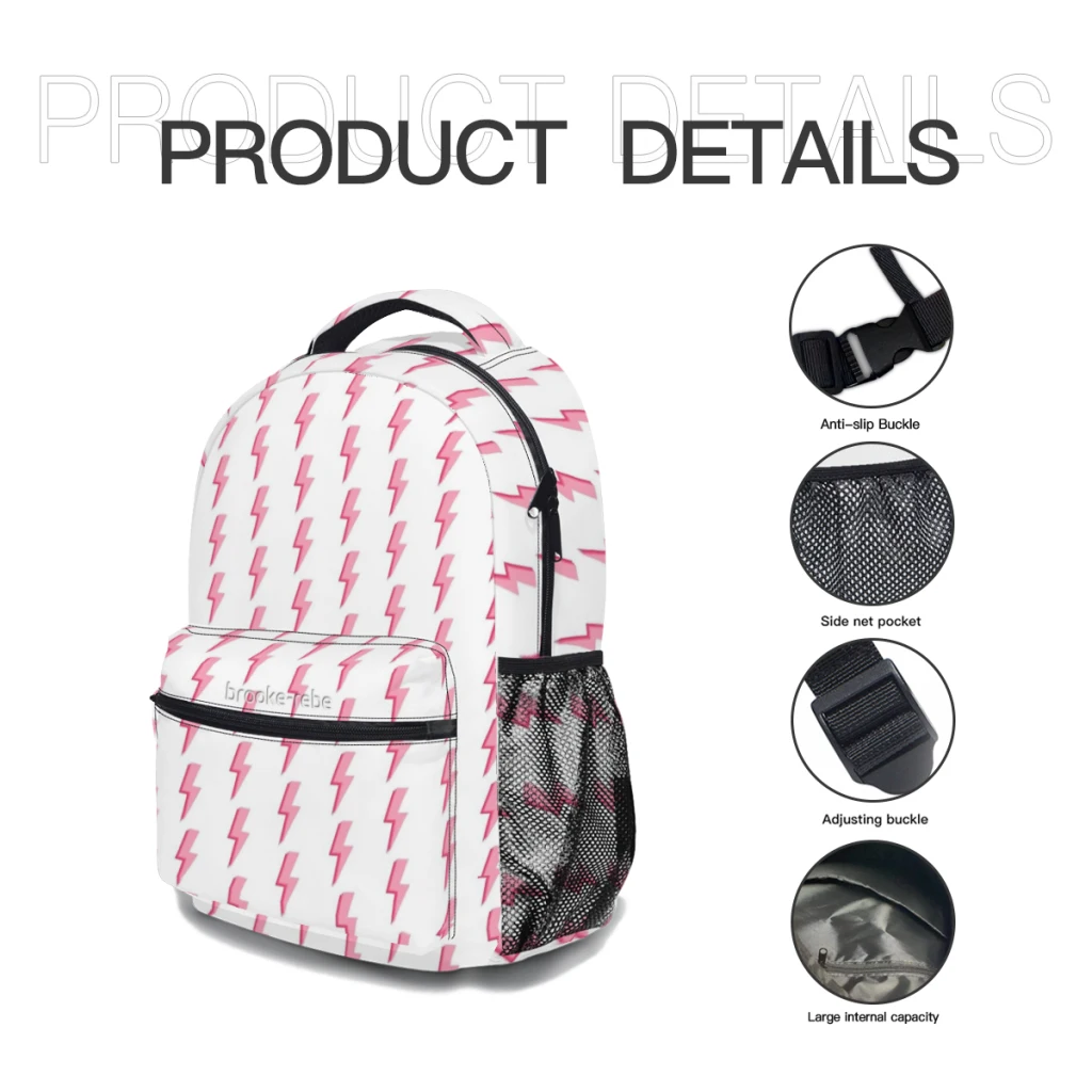 layered aesthetic lighting bolt New Fashion High Capacity Waterproof College Backpack Trendy Laptop Travel Book Bag  ﻿ ﻿