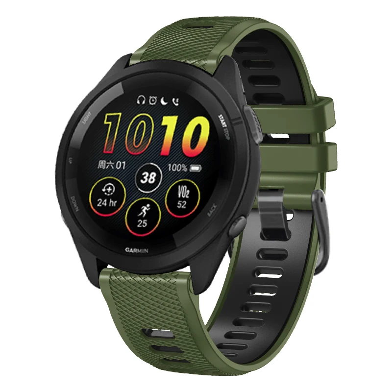 Gelang jam tangan silikon 22mm, gelang jam pengganti untuk Garmin Forerunner 265 255 musik 745 tali 4 Venu 2 45mm