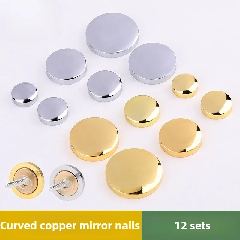 12 Sets Advertisement Screw Decoration Cover Advertising Screws Mirror Nails Pure Copper Glass Fastener Hardware