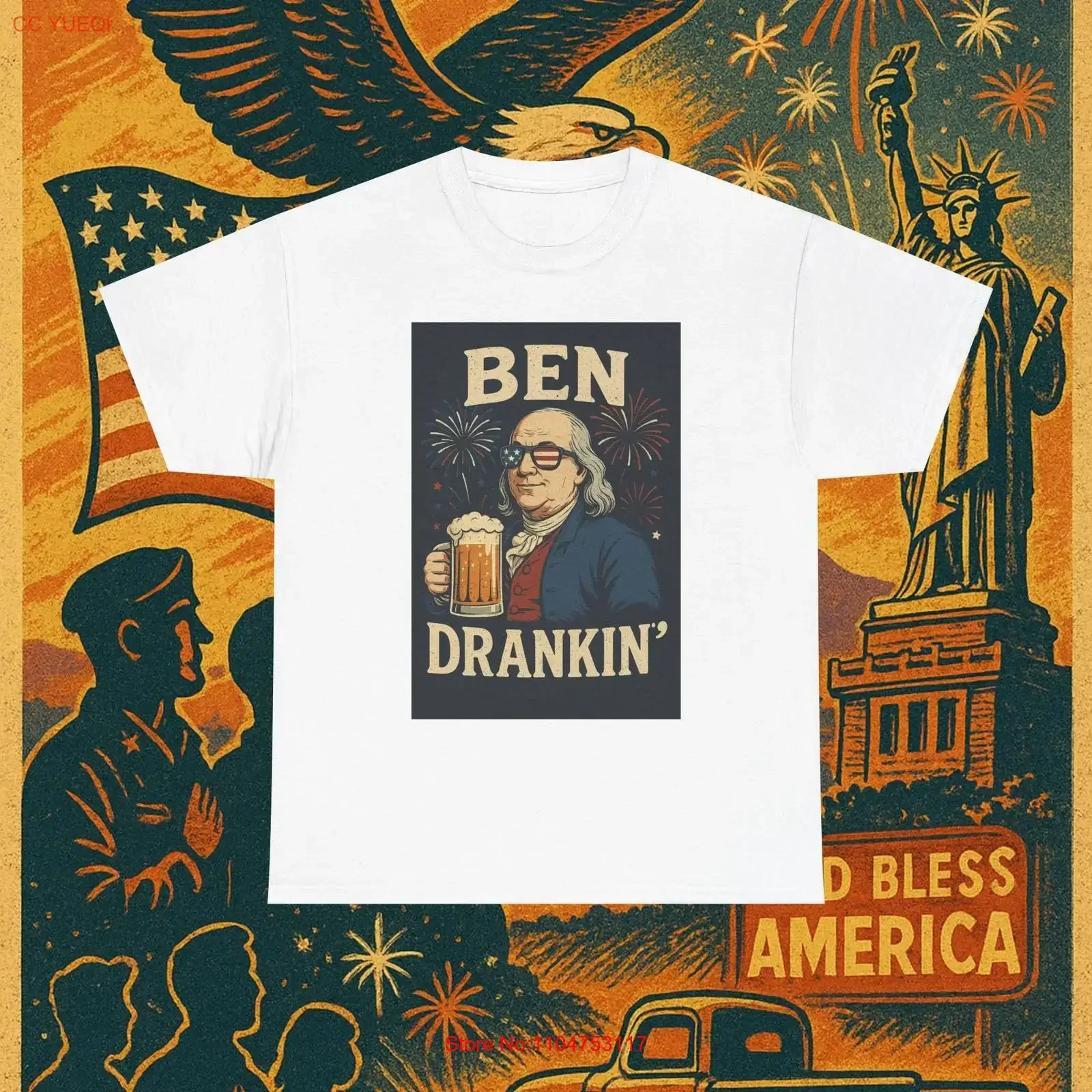 Celebrate with Ben Drinkin' Heavy Cotton T Shirt Funny vintage Washed streetwear Versatile graphic designer clothes Breathable