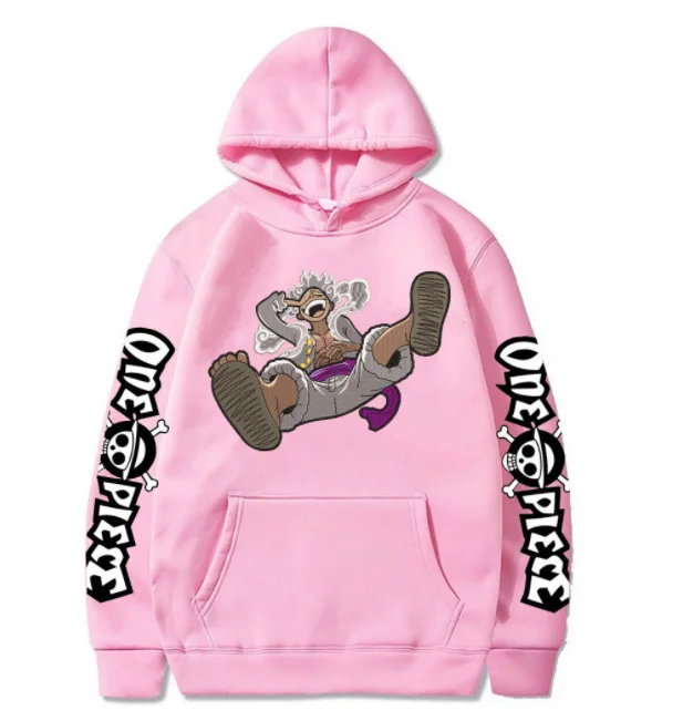 2023 New Gear Fifth Luffy Printed Anime Hoodies Sun God Graphic 90s Pullover Casual Streetwear Unisex Autumn & Winter Clothing
