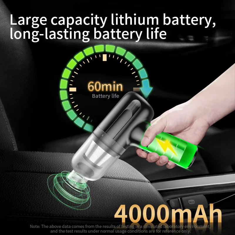 Purerobo Aspirapolvere portatile senza fili Modello 125 Dettagli auto portatili Forte aspirazione ad alta potenza con spazzola filtro in metallo