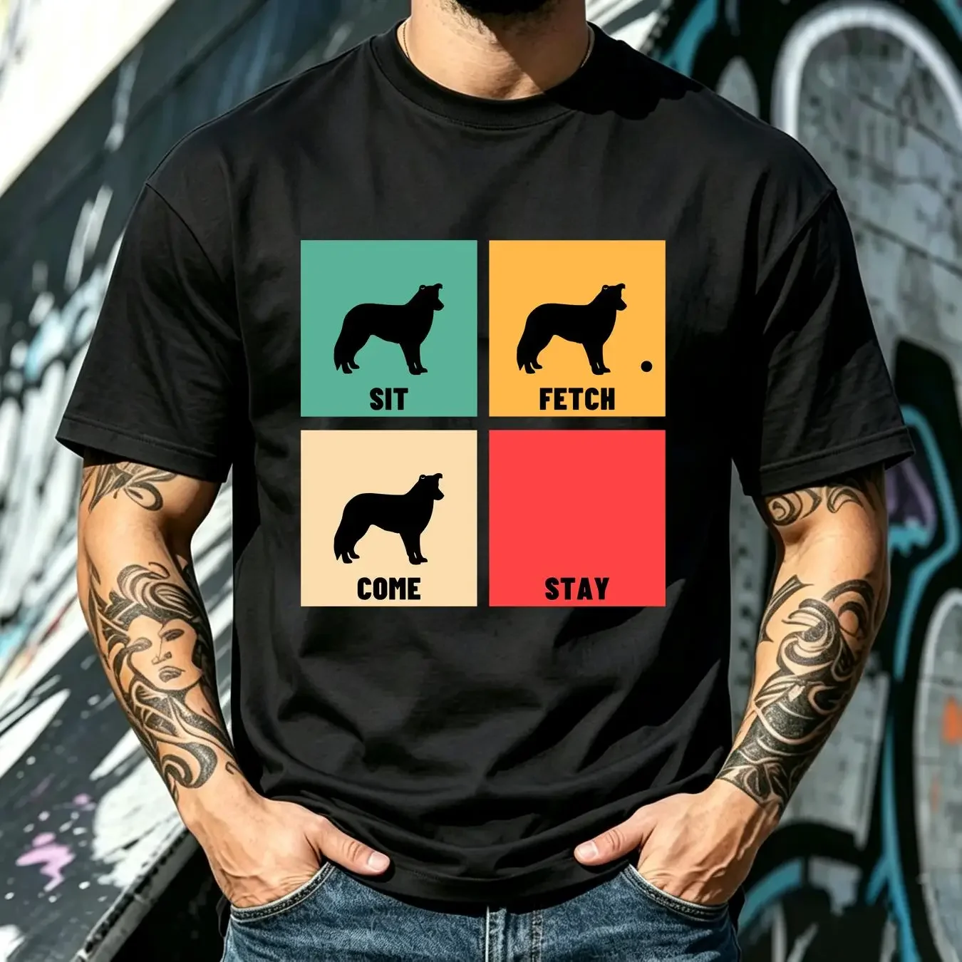 washed T Shirt Border Collie s For Dog Lovers Mom SweaT Owner Walker Sweater long or short sleeves vintage Washed graphic