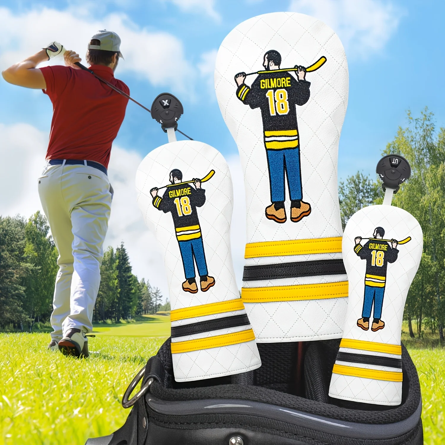1pc/3pcs Driver/Fairway/Hybrid Headcover - Grid Style Golf Solo - Golf Club Head Cover, Golf Club Covers & Golf Wood Head Cover - view 3