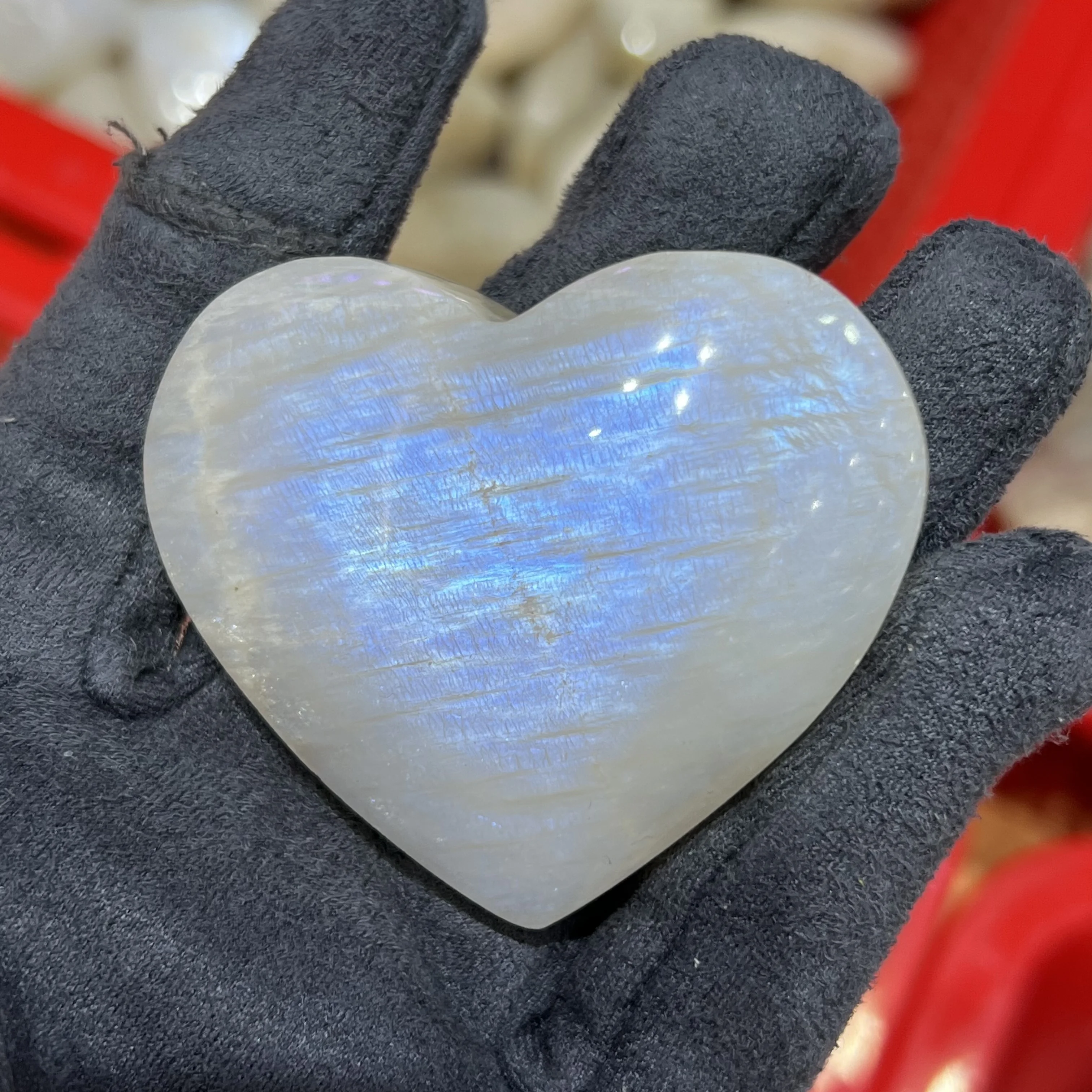 Natral Beautiful Moonstone Labradorite Hearts Crystal Chakra Healing Home Decoration