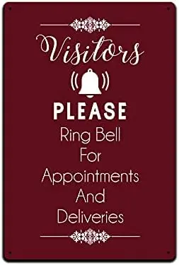 JP's Parcels Tin Signs Home Wall Decor - Metal Sign 12 x 8 in. Visitors Please Ring Bell for Appointments and Deliveries si sign