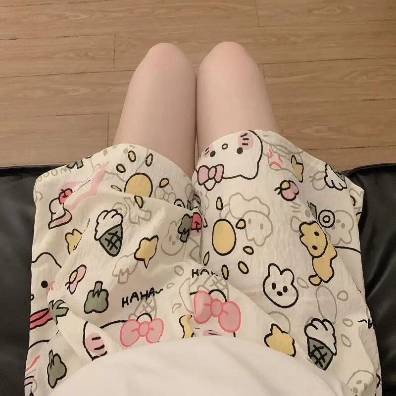 

Cartoon Pajama Pants Summer Short Student Loose Casual Home Pants Simple Can Be Worn Outside Single Pants Outdoor Beach Pants