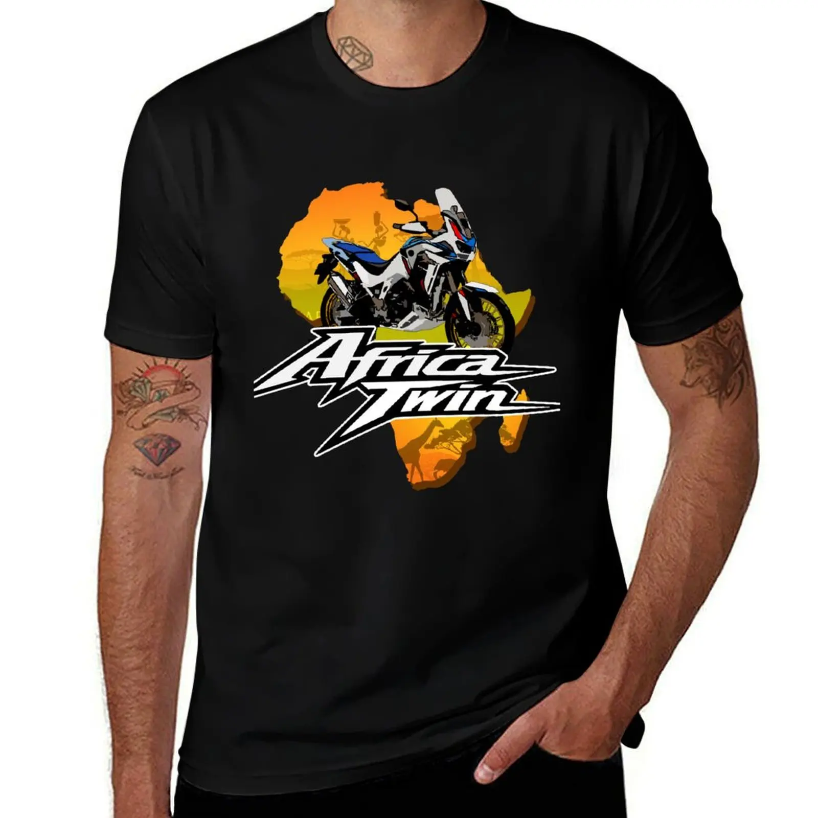 

Kopie von Africa Touring Twin Motorcycle Sign Off-road bike T-Shirt black cotton t-shirt plain for man package T-Shirt