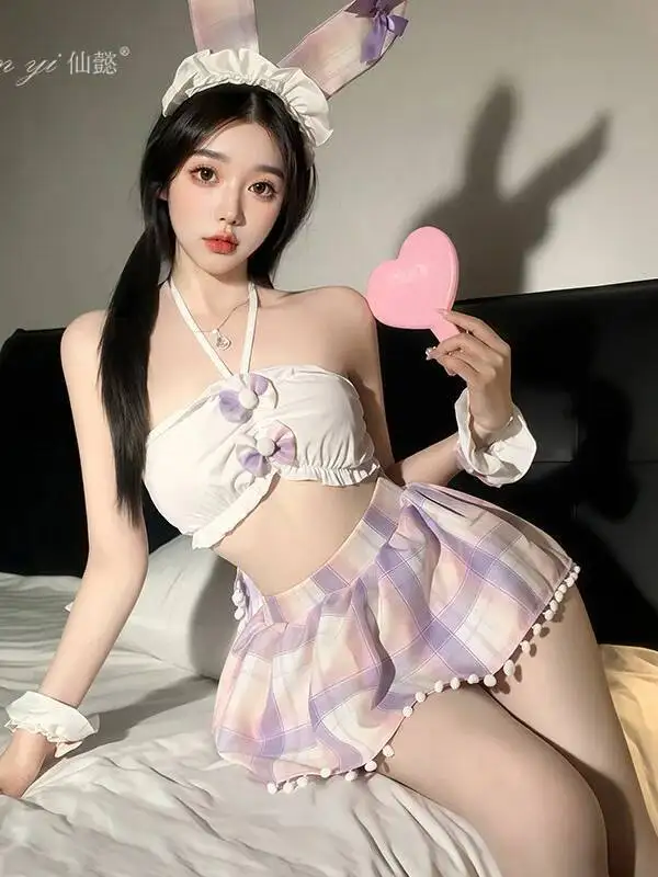 ชุดคอสเพลย์สาวกระต่ายเซ็กซี่ SM ชุดกระโปรงน่ารัก สไตล์ Pure Desire ชุดกระโปรงเปิดไหล่ผูกโบว์ JK สไตล์หวานซึ้ง 442J