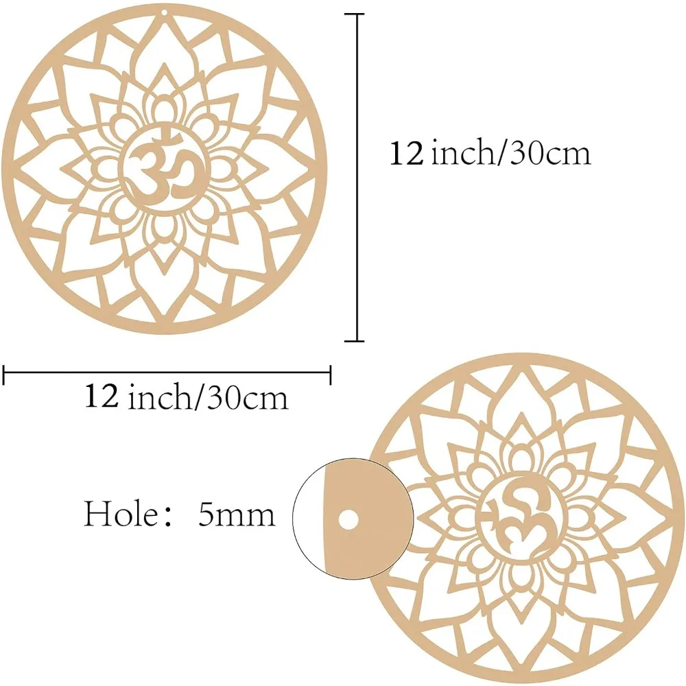 12inch Om Lotus Wall Decor Wooden Wall Art Crystal Grid Sacred Geometry Laser Cut Wall Sculpture Hanging Decor Spiritual Symbol