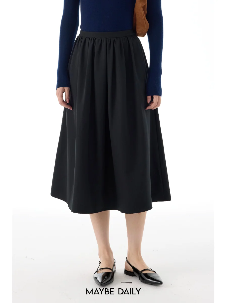 

Шелковая шерстяная юбка А-силуэта свободного кроя из премиальной ткани Tee-Proof Crt для осени и зимы. Новинка. Женская мода.