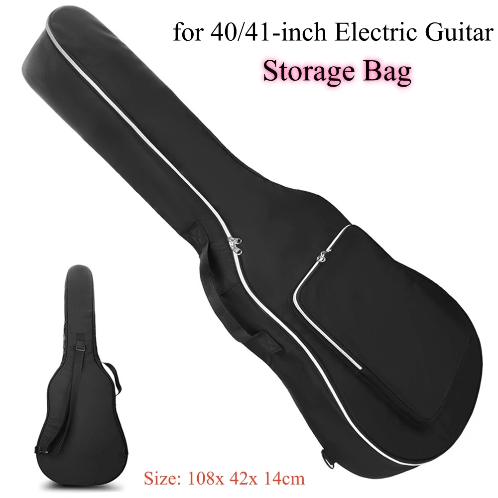 Portable Storage Bag for 40/41-inch Electric Guitar Protective Carrying Case Shoulder-Strap Crossbody Dual Zippers Backpack