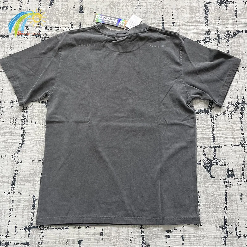 High Quality Fuzzy Graphic Digital Direct Printing Cavempt T-Shirt Men Women Streetwear Vintage Washed Batik Cav Empt C.E Tee