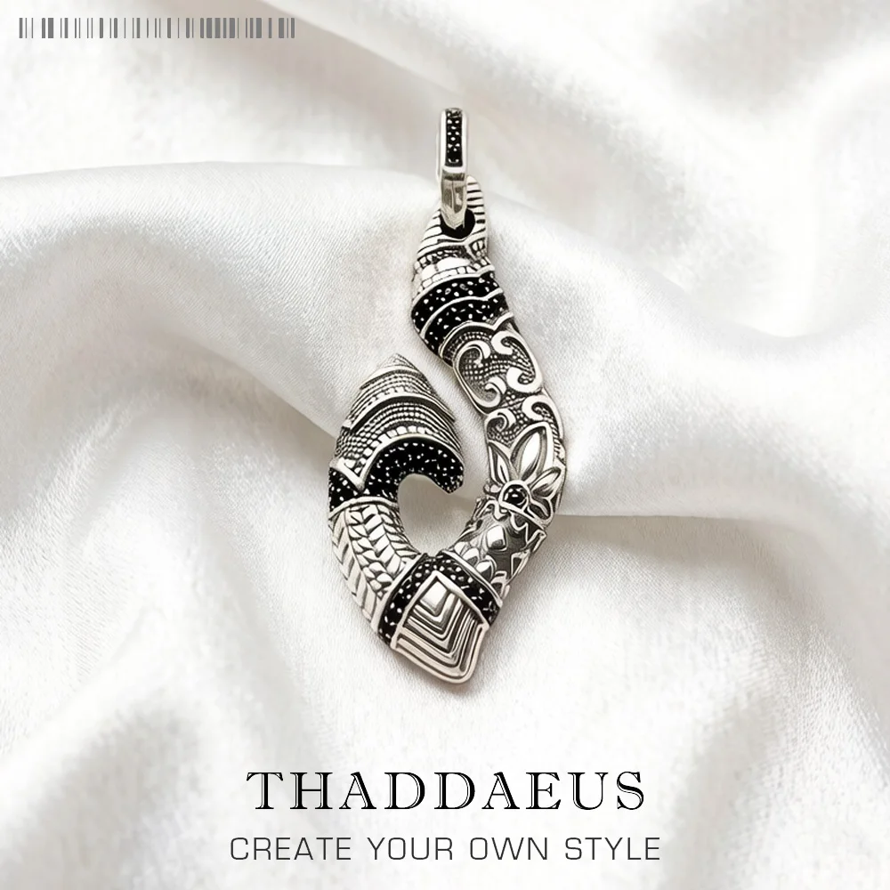 Anhängerhaken Maori Winter Brandneue Mode Ethnischer Vintage-Schmuck Europa 925 Sterling Silber Geschenk für Frauen Männer