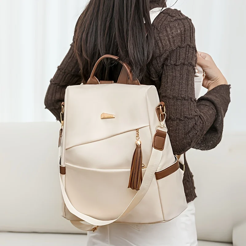 Women's Bags Simple Versatile Fashion Backpack Korean Version College Style Large Capacity Casual Soft Leather Portable Backpack