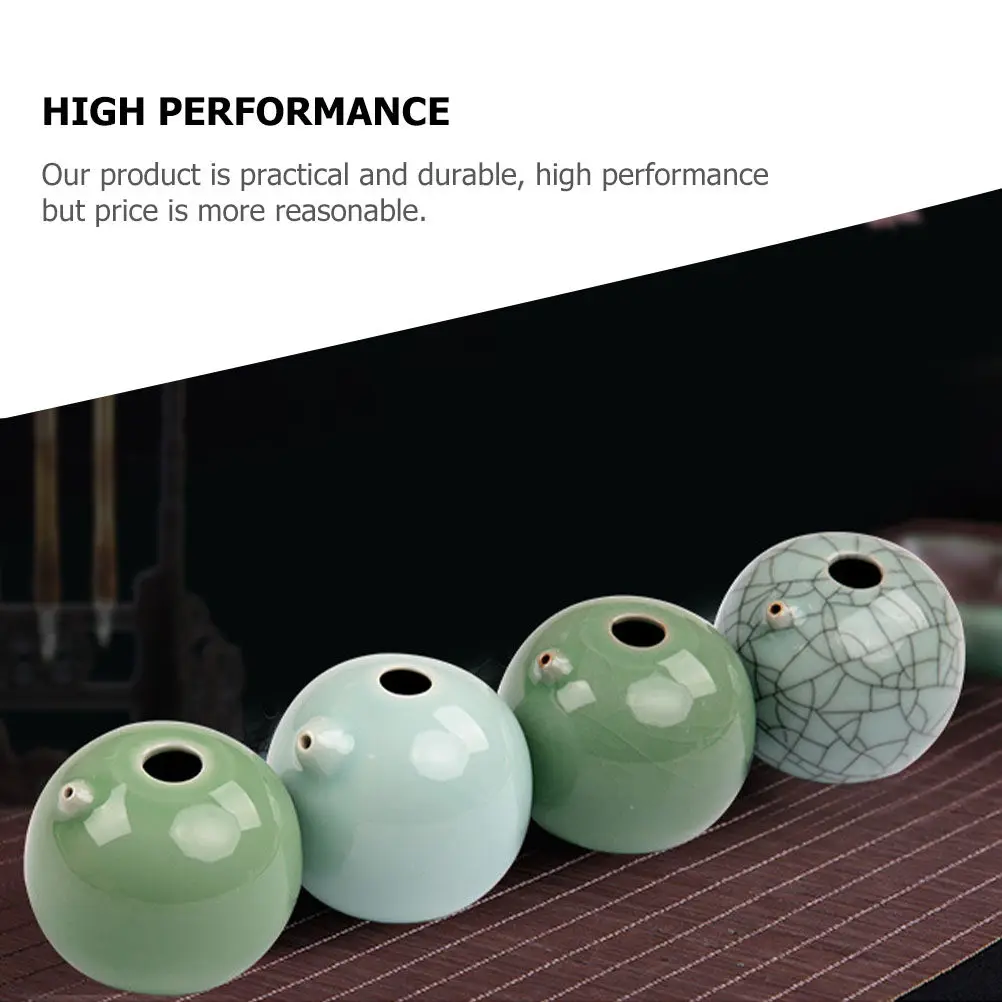 Elegant Celadon Glazed Ink Droplet Ceramic Water Dropper for Chinese Calligraphy Dripping Artistic Study Accessory Home Decor