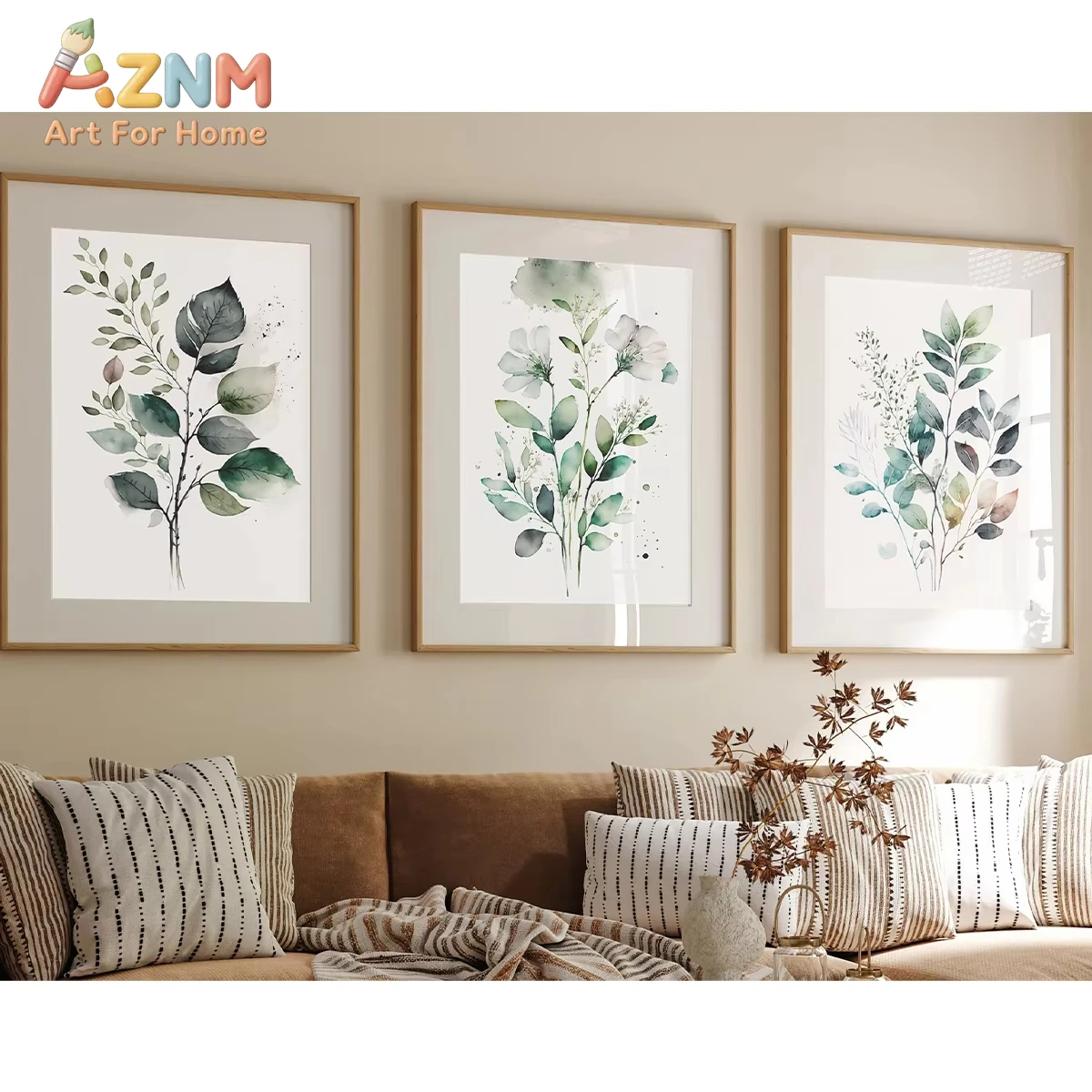 1_3pcs Watercolor Botanical Eucalyptus Floral Canvas Print Poster Modern Plant Art Print Living Room Home Decor Art Poster Gifts