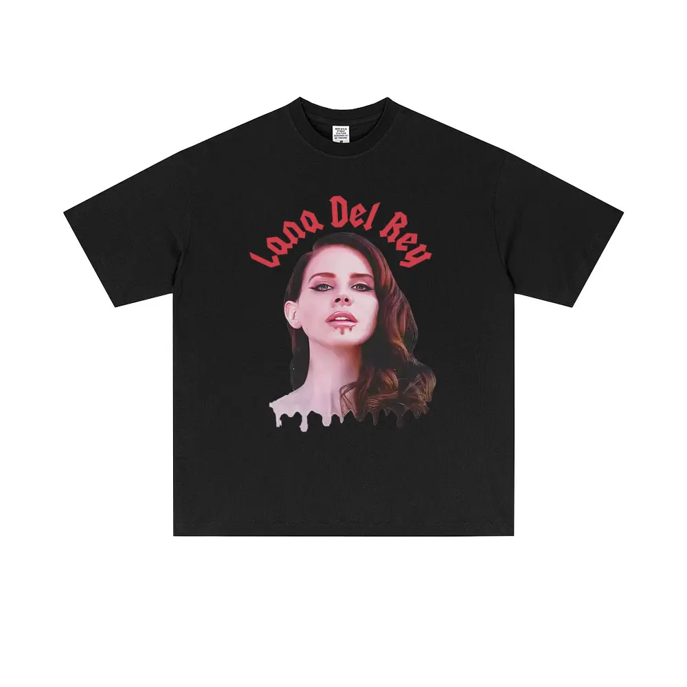 

Singer Lana Del Rey Face Graphic T-shirt Men Women Casual Cotton Oversized Short Sleeve T Shirts Male Fashion Vintage Streetwear