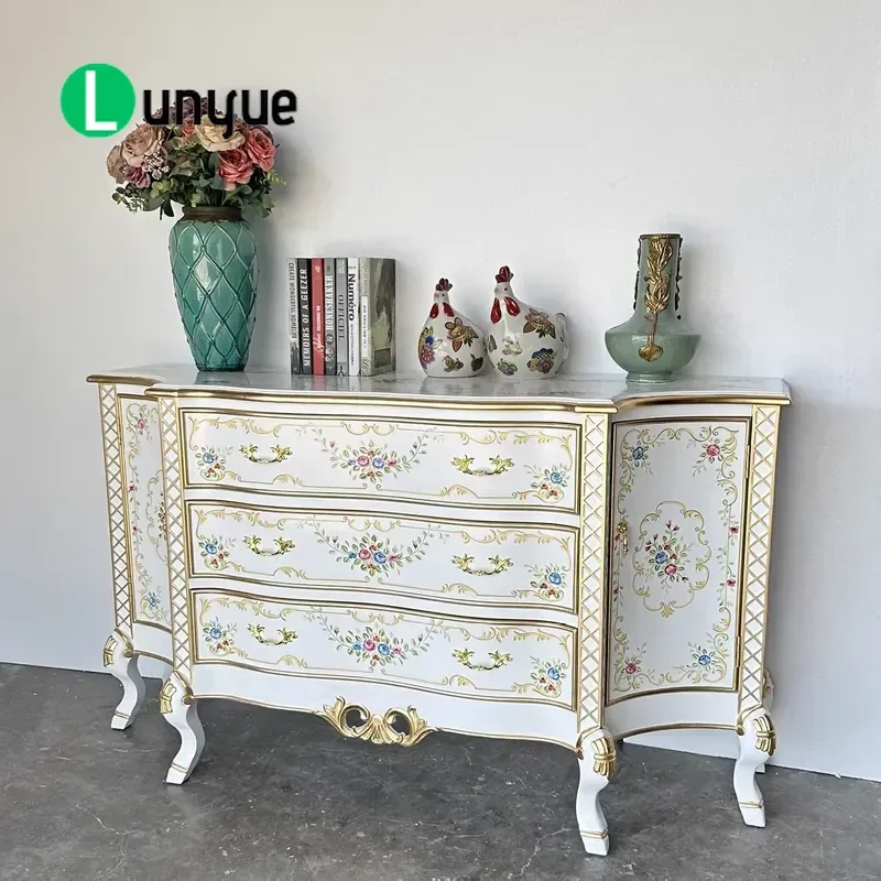 French Style Side Cabinet American Porch Storage Locker Decorative Entryway Console Table