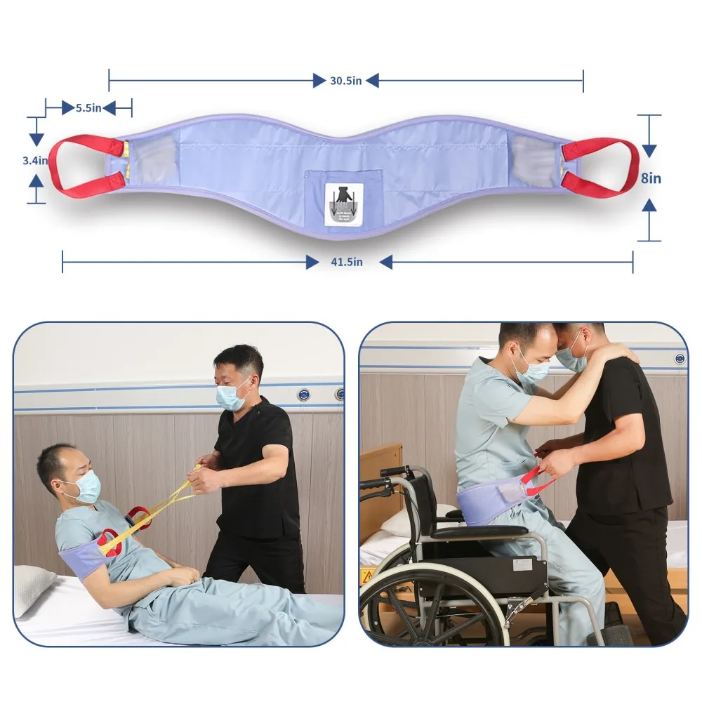 Ehucon Manual Transfer Sling Easy Lifting Belt for Elderly, Disabled with Handles Move from Bed Wheelchair Moving Care Products