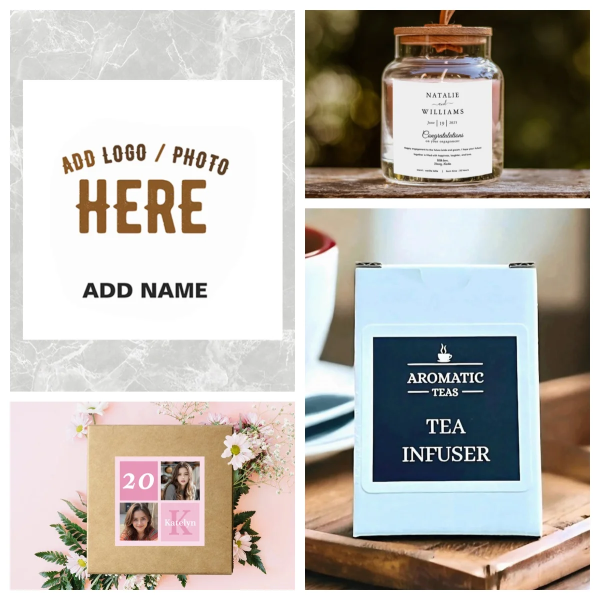 

25/50/100/300/500pcsSquare custom stickers, customizable various patterns for product packaging, birthdays, baptisms, and variou